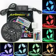 Waterproof 5M 300LEDs 5050 SMD RGB LED Strip Light Black PCB/IR Remote/12V Power