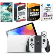 Nintendo Switch White OLED + Zelda Tears of the Kingdom + Accessory Gaming Kit