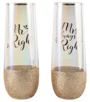 Wedding Gifts for Bride and Groom Mr and Mrs Always Right Stemless Wine Glasses