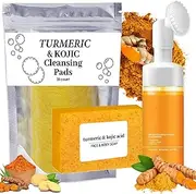 Turmeric Wash and Care 3 Piece Set, Turmeric Facial Cleanser & turmerics Soap Bar & turmerics Face Scrub Pads