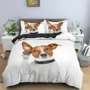 v287 Bed Sheets Cute Jack Russell Dog Bedding Set,Duvet Cover Comforter Bed Set Quilt Cover Pillowcase,King Queen Twin Size Boys Girls Adults 3-Piece