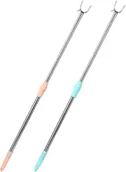 LABRIMP 2Pcs Adjustable Telescoping Clothes Reach Stick Extendable Clothesline Pole for Easy Access to High Hanging Clothes Sturdy and Lightweight Design