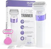 Bikini Trimmer for Women, IPX7 Waterproof Wet & Dry Electric Razors for Women, Bikini Legs Underarm Public Hairs Rechargeable Electric Shaver with 2 Trimmer Heads and Travel Razors