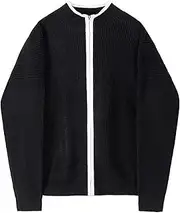 [Generic] Men's Full Zip Cardigan Sweaters Stand Collar Long Sleeve Cardigan Stand Collar Zip up Regular Fit Knit Sweaters