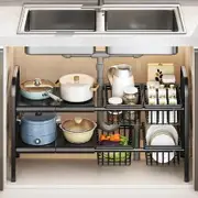 Kitchen Organiser, 2 Tier Expandable Metal Shelf for Kitchen, Bathroom, Organiser and Under Sink.