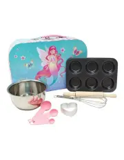 [Pink Poppy] Shimmering Mermaid 6 piece Kids Baking Set and Carry Case