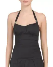 NWT MIRACLESUIT Once L 2-piece tankini swimsuit skirted black ruched shirred