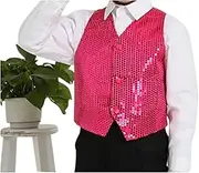 Aussie Wardrobe Collection Unisex Sequin Vest Waistcoat Dance Party Gold Costume Mens Womens Boys Girls Kids Size L Hot Pink