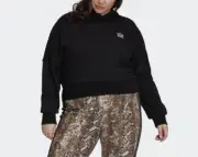 Adidas Women’s Plus Size French Terry Black Cropped Hoodie Size 3X NEW