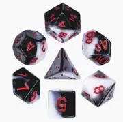 Galactic Dice Premium Dice Sets - Warrior (Black & White) Acrylic Set of 7 Dice
