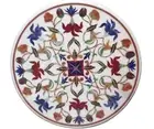 Marquetry Art Coffee Table Top Round White Marble Patio Sofa Side Table
