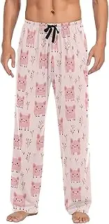 [AIXIWAWA] Mens Pajama Pants-Pigs Pattern, Soft Sleep Lounge Pajamas Bottoms with Pockets Drawstring S