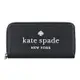 Kate Spade GLITTER金蔥LOGO荔枝紋牛皮12卡拉鏈長夾(黑)