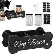 Dog And Cat Treat Container Set | Dog Treat Jars Organizer - Household Partition Can, Large Capacity Food Storage Box with Bottles, Spoon, Stickers, Tweezers