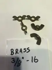 QTy (5) 3/8-16 Wing Nuts Solid Brass NEW F2