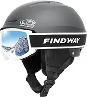 Findway Ski Helmet with Goggles Set, Adjustable Winter Sport Helmet with Protective Glasses for Adults Windproof Snow Gear for Men Women Youth