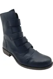 Miz Mooz Leather Strapped Wide Width Mid Boots Leighton Denim