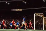 Bernard Lacombe Of France Score His Goal 1979 OLD SOCCER PHOTO
