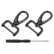 2Pcs Swivel Clasps, 0.98" D Ring Detachable Snap Hook with Screwdriver, Black