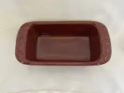 Longaberger Woven Traditions Pottery Mini Loaf Pan 8” Paprika Red