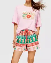 NEW PETER ALEXANDER XMAS GINGERBREAD MAN COOKIE TOP & SHORTS PJ SET XL RRP$129