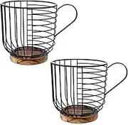 MOTRAIN 2 Pieces Coffee Pods Holder, Metal Coffee Pod Container, Lacquered Anti-Corrosion And Non-Deforming, Suitable For Home Countertop Decoration, 21.3x21.3x15.5 CM, Black