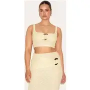 Shape Lemon Textured Gold Hammered Ring Cami Top, Lemon