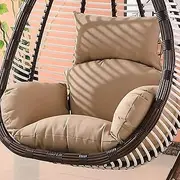 Waterproof Wicker Hanging Basket Swing Chair with Egg Cushion Outdoor Patio Furniture Khaki