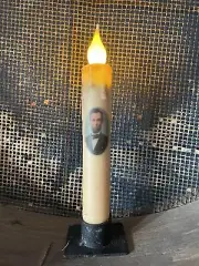 Primitive Handcrafted Colonial President Lincoln 7"H Led Timer Taper Candle