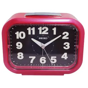 【SEIKO 精工】QHK026長方型夜光靜音貪睡鬧鐘/時尚設計擺飾鬧鐘