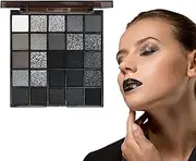 Goth Makeup Palette | 25 Colors Black Matte Shimmer Eyeshadow - Blendable Gothic Powder Shadow, Cool Tone Eye Shadow for Christmas Easter Halloween
