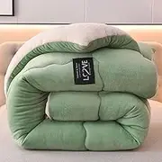 Single Double Quilt, Ultra Soft Sherpa Plush Shaggy Bedding Comforter, Double-Sided Thickened Quilted Fuzzy Comforters, Fluffy Comforter Queen Size with Filler (C 220x240cm(5kg))