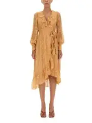 Zimmermann Ruffled Metallic Dot Wrap Midi Dress Size:0 AU/4 US $750 NWT
