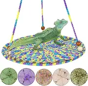 Reptile Hammock Swing Hanging Bed, Lizard Bearded Dragon Hammock, Reptile Summer Bed, Small Pet Habitat Shelter, Cage Accessories for Bearded Dragon Leopard Gecko Lizard Birds (Colorful Blue)