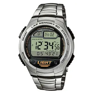 【CASIO】電力『十』足多功能大錶面不鏽鋼電子錶-銀(W-734D-1A)正版宏崑公司貨