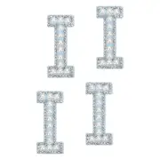 10 Pcs Iron on Letter Patches, Letter I Rhinestone Alphabet Applique, White/Blue