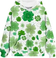[Generic] Toddler Hoodie 2t Sweatshirts Spring and Autumn St. Day Personalized 3D Printing Retro Casual Sweatshirts with Pockets Children's Hooded Girls Full Zip Hoodie (White, 3-4 Years)