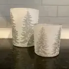 West Elm Candle Holders Silver Trees 5.5" and 3.15" - Set of 2 NWT