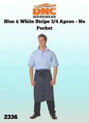DNC Unisex Blue & White Stripe 3/4 Apron No Pocket Classic Butch 2332