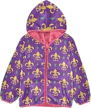 [GuoChe] Big Girls Jackets With Sherpa Lining Royal Fleur De Lis Purple Mardi Gras Fat Tuesday Toddler Girl Jacket With Hood