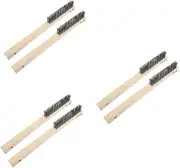 Zerodeko 3sets Pizza Oven Brush Wire Bristles BBQ Grill Brush Stone Scraper Comfortable Wooden Handle Easy Cleaning Multi-use Oven Tool 2pcs*3