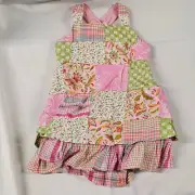 Baby Gap Girls Patchwork Sun Dress & Bloomers Pink Green Floral Plaid Sz 3-6 NEW