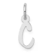 14k White Gold Small Slanted Block Letter C Initial Charm Bracelet Necklace