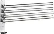 Daseeme Swivel Out Towel Racks with Hooks 4-Bars Foldable Arms Bath Towel Hanger Wall Mount Towel Bar Stainless Steel Towel Holder Organizer for Bathroom Kitchen