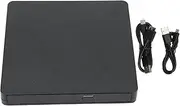 DVD Burner, Portable Data Power Supply 2 in 1 USB3.0 Ports Mobile External CD DVD Drive Burner Support TF SD Card Reader(Black)