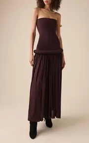 [ALAÏA] Piped Jersey Maxi Dress