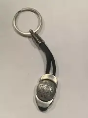 USA Native American Indian Keychain Key Ring Chain " AZTEC STONE " Black Leather