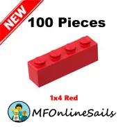 **NEW** 100x Genuine LEGO 1x4 Bricks - red - Piece # 3010 Bulk