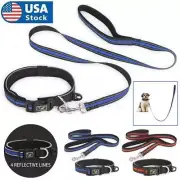 Reflective Pet Dog Collars Leash Set Puppy Nylon Collar Neck Adjustable Strap