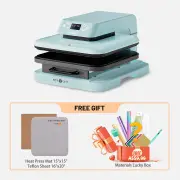 HTVRONT Auto Heat Press Machine 15" x 15" 230V - (2 Colors) & Giveaways, Auto Heat Press / Light Blue Machine & Giveaways